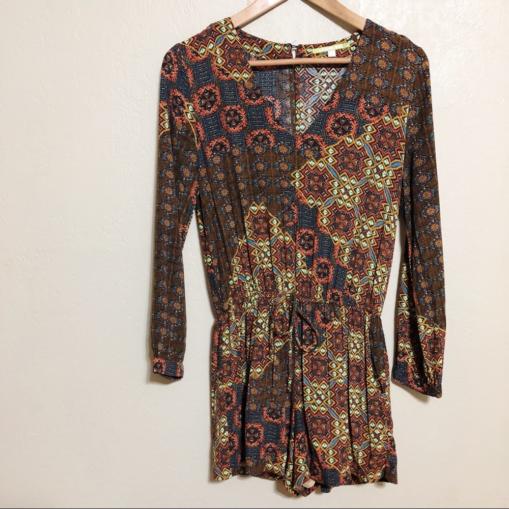 Gianni Bini Boho Aztec Print Romper Jumper V-Neck‎ Boho Festival